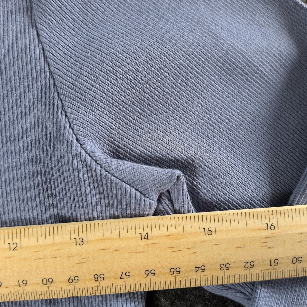 Guess Half-Zip Ribbed Top Light Blue Logo Embroidered Vintage Y2K S - Picture 5 of 8